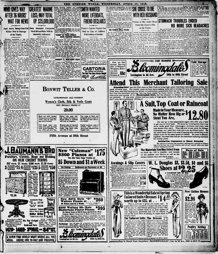 The Evening World du 17/04/1912